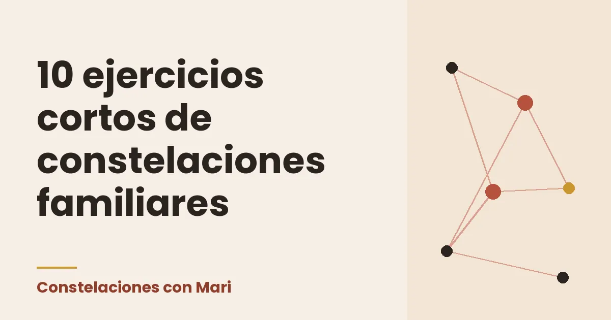 Una mesa con los materiales de los ejercicios de constelaciones familiares, hojas, una piedra, dos tazas, un cuaderno abierto con un árbol familiar dibujado a mano y un lápiz